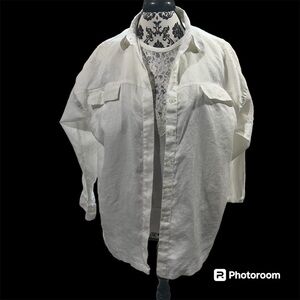 Vintage 2 Pc. Mariea Kim Embroidered Blouse & Long Sleeve Button Down Shirt - M